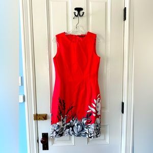 Elie Tahari Sheath Dress, Red Floral, Size 10